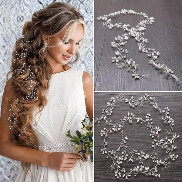 Pearl Wedding Wreath, Wedding Vine, Pearl Wedding Accessories, Pearl Hair Accessories, Hair Wreath, Wedding Hair Style, Elegant WeddingPiece