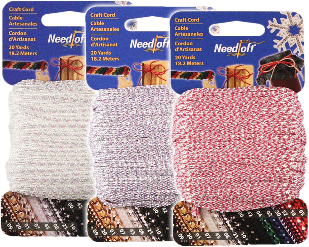 Needloft Craft Cord Iridescent Purple + Pink Plastic Canvas Yarn Sparkles