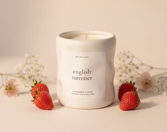 Englische Sommer Kerze | Erdbeeren & Sahne