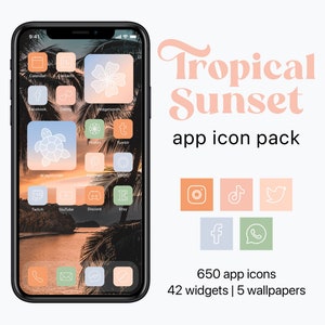 Summer Icons for iOS, Tropical Sunset Icons For iPhone, Tropical Icons