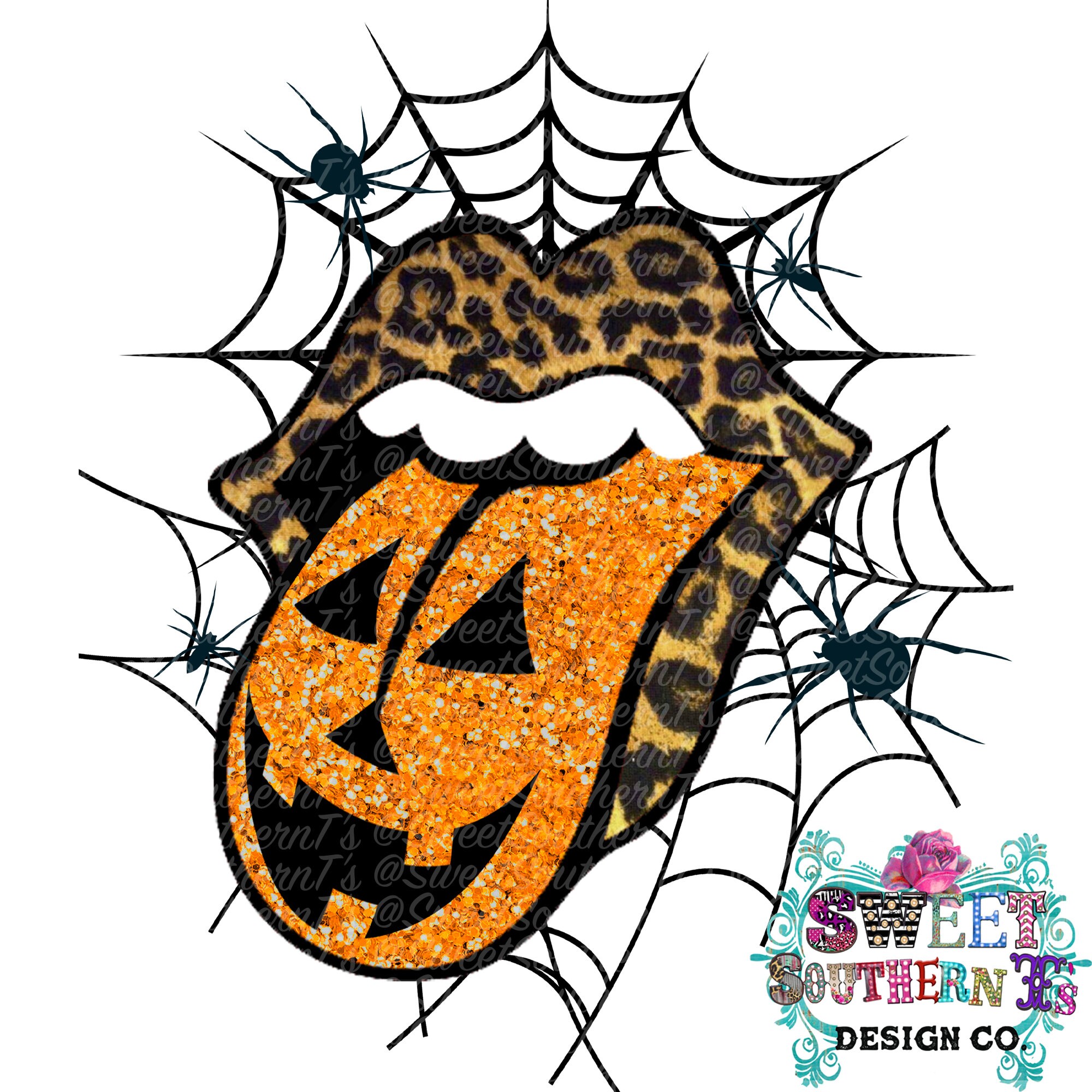 Halloween Lips PNG, Leopard Pumpkin Lips and Tongue Digital Download …