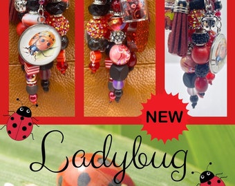 Cute ladybug bag charm, ladybug keychain, beaded ladybug bag charm, handmade ladybug keychain, cute ladybug purse charm, ladybug lover gift