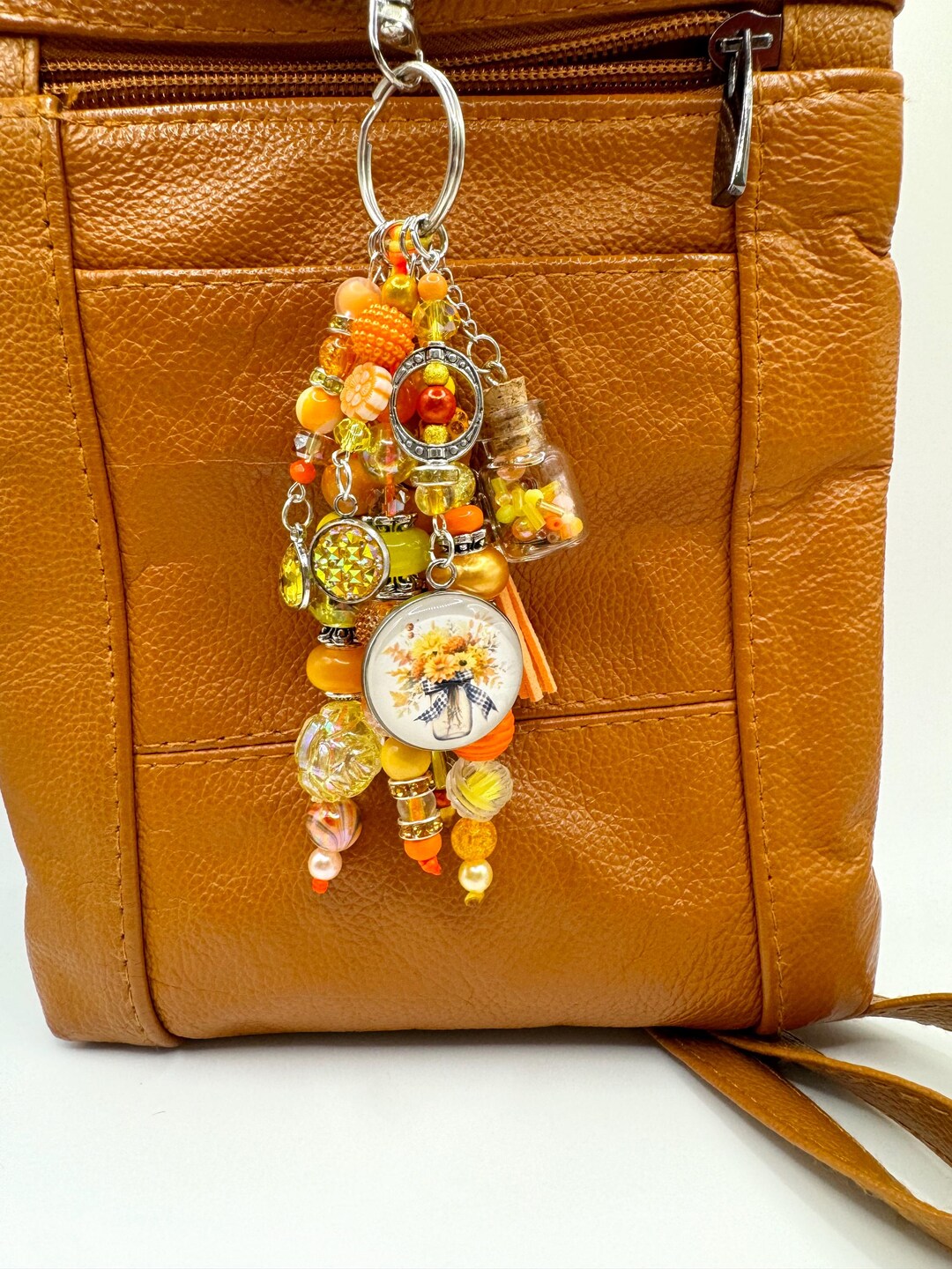 Handmade Beaded Fall Keychain: Autumn Purse Charm - Etsy