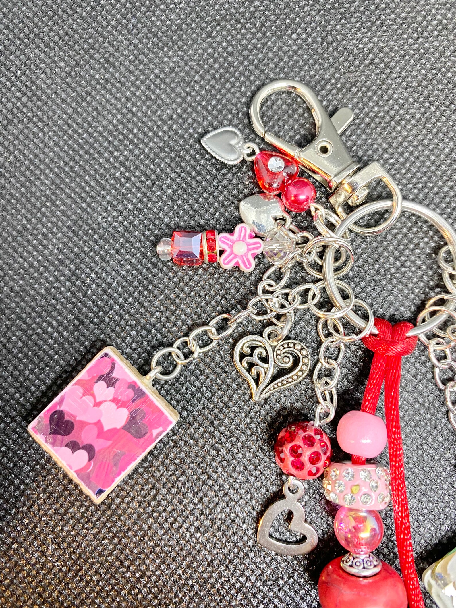 Love themed purse charm bag charm hearts keychain zipper Etsy