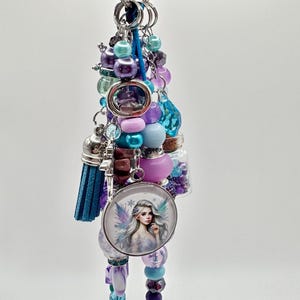 Cute winter fairy  keychain, fairy bag charm, beaded fairy keychain charm, handmade fairy bag charm, fairy gifts, snow fairy keychain charm