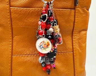 Cute ladybug bag charm, ladybug keychain, beaded ladybug bag charm, handmade ladybug keychain, cute ladybug purse charm, ladybug lover gift