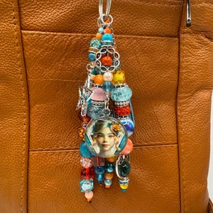 Cute fairy bag charm, beaded fairy keychain charm, unique fairy purse charm, handmade fairy key chain, teal fairy bag charm, fairy keychain
