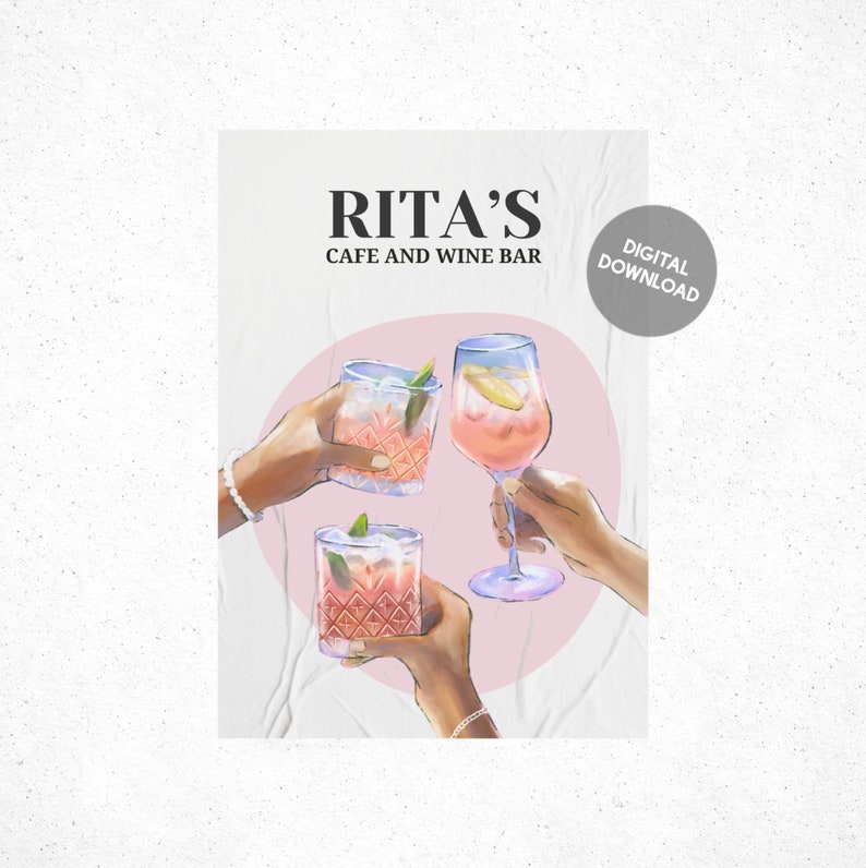 Acotar : affiche numérique du bar Rita Impression d'art mural minimaliste esthétique affiche du livre Téléchargement instantané image 1