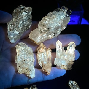 UV Reactive Oil Herkimer Diamond , Fluorescent Crystal For Healing , Under Black Light