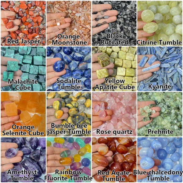 70 Kinds Of Bulk Gemstone Chips Tumble Cube , Gemstones Bulk Lot , Crushed Tumbled Crystal Chip , Mini Crystal , Birthday Gift , DIY Jewelry