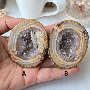 Natuurlijke ronde Druzy Agate Box, metafysisch kristal, Mini Druzy Agate Geodes, Agate Geode Jewelry Box, Verjaardagscadeau