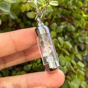 Natural Herkimer Diamond Pendant Necklace , Rare Double Terminated Quartz Crystal - Collector's Mineral Specimen