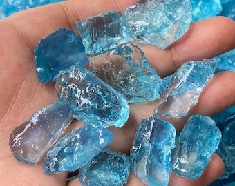 Piedra de cristal de aguamarina en bruto, gema de aguamarina azul sin pulir a granel, gemas sueltas de color aguamarina natural