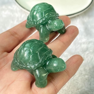 Natürliche grüne Aventurin-Schildkröte schnitzen, Kristallschildkröte schnitzen für Glück, glückliche Energie der Kristallschildkröte, Kristallschildkröte, die 1Stk schnitzt