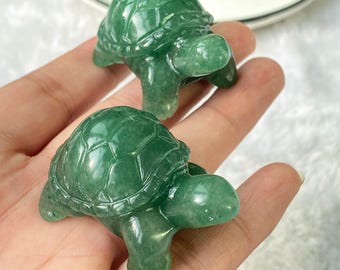Natural Green Aventurine Turtle Carving , Crystal Turtle Carving For Luck , Lucky Energy of the Crystal Turtle ,  Crystal Turtle Carving 1pc