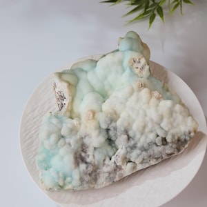 Grande esemplare di emimorfite, cristallo grezzo blu-verde, pezzo minerale pesante da esposizione, pietra naturale per decorazione domestica e altare
