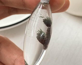 Lodolite Garden Included Quartz Gemstone Pendant Necklace , Polished Natural Quartz Jewelry ,  Birthday Gift , Crystal Gift , Energy Pendant