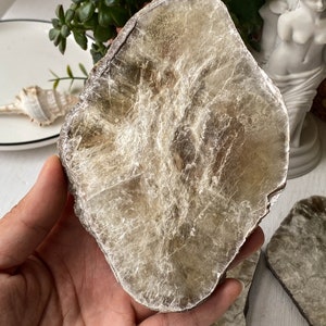 Golden Brown Mica Slab Slice Coaster , Golden Mica Raw Crystal Mineral , Natural Raw Golden Mica Slab , Energy Crystals , Crystal Slice