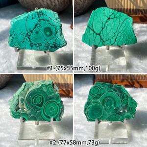 Lámina de malaquita verde natural con patrones y soporte, decoración para el hogar, mineral de exhibición, sanación Reiki, regalo para coleccionistas de cristales.