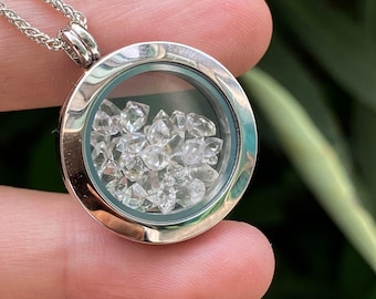 UV Reactive Oil Petroleum Herkimer Diamond Pendant , Double Terminated Herkimer Diamond Quartz Necklace , Herkimer Jewelry pendant Herkimer
