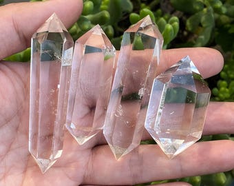 Natural Polished Clear Quartz Double Terminated Point , DT Crystal Wand , Healing Stone , Crystal Collection