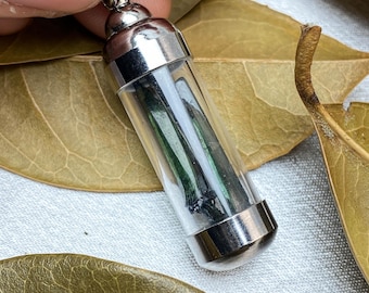 Vivianite Black Tourmaline Herkimer Diamond Pendant Necklaces , Vivianite Specimen , Vivianite Wands , Vivianite Stone , Crystal Pendant