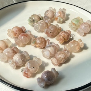 Natürliche Blumen-Achat-Kristallsüßigkeit, Mini-Kristall-Süßigkeiten-Schnitzereien, Taschen-Stein, Kristall geschnitzt, Kirschblüten-Kristallsteine