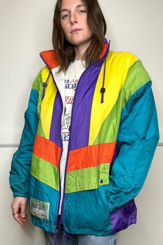 マクドナルド　90s ヴィンテージ　マック　カラフル　ナイロンジャケット Vintage 90s Colorblock Windbreaker Jacket – Retro Bright Neon