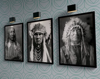Black and White Native Americans and Indigenous Digital Download, Native Photo - 3 historical photos are offered in 2sizes: 10X12 & 12X15in.