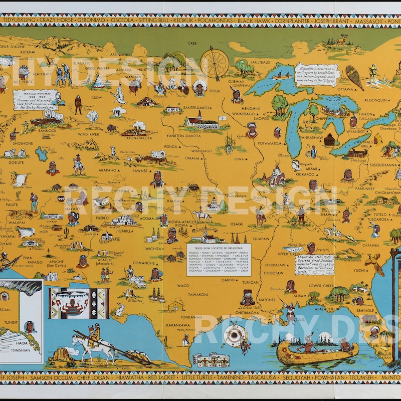 Usa Map Native Etsy