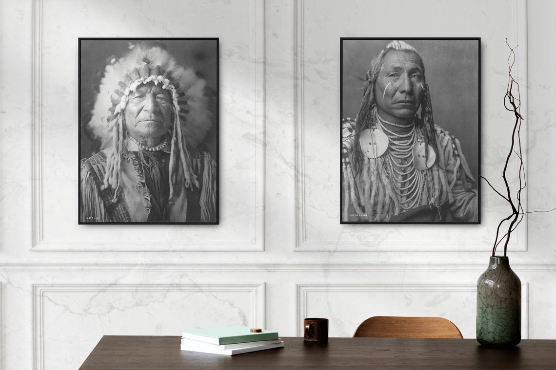 Native American Historical Photo Print, Black and White Portrait ...