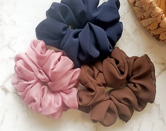Scrunchie - Chiffon Scrunchies - dunkelbraun & helllila Scrunchy - Haargummi elastisches Accessoires - Handmade in Brisbane Australien