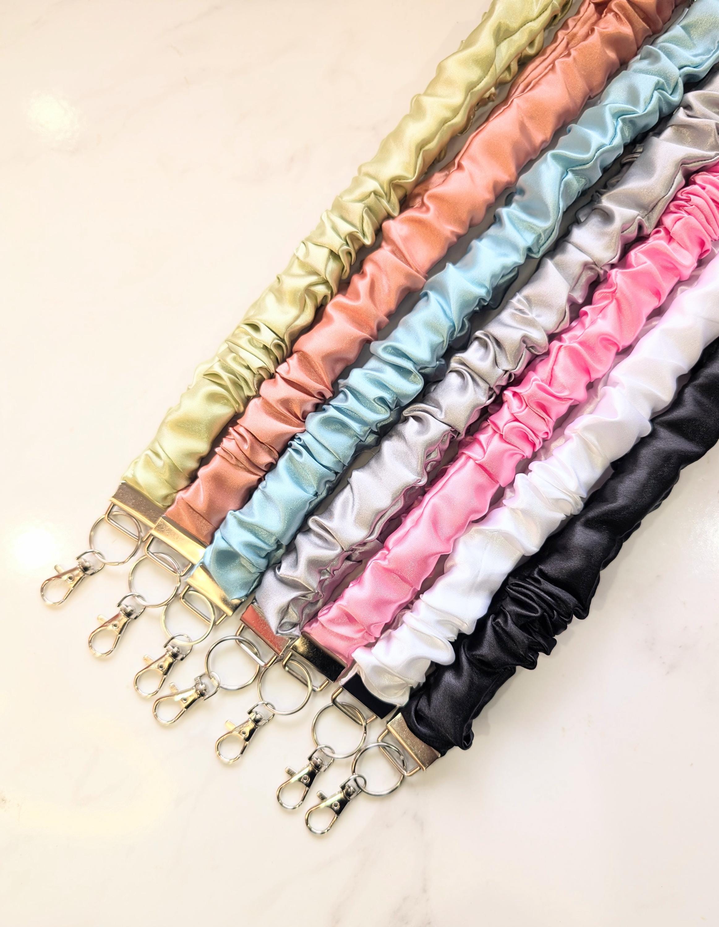 Satin Scrunchie Lanyard | Soft & Stylish Keychain ID Badge Holder