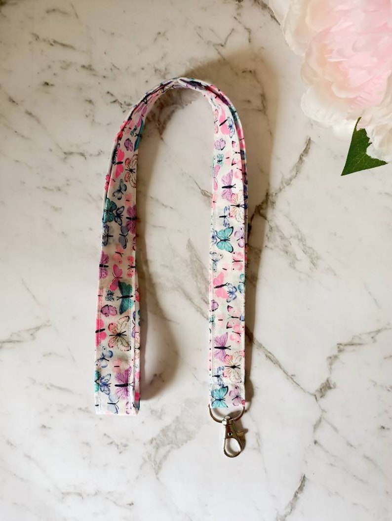 Cute Laynard Lanyard, Cute Pink Fabric Neck Lanyards, Floral ID Badge Key Holder ...