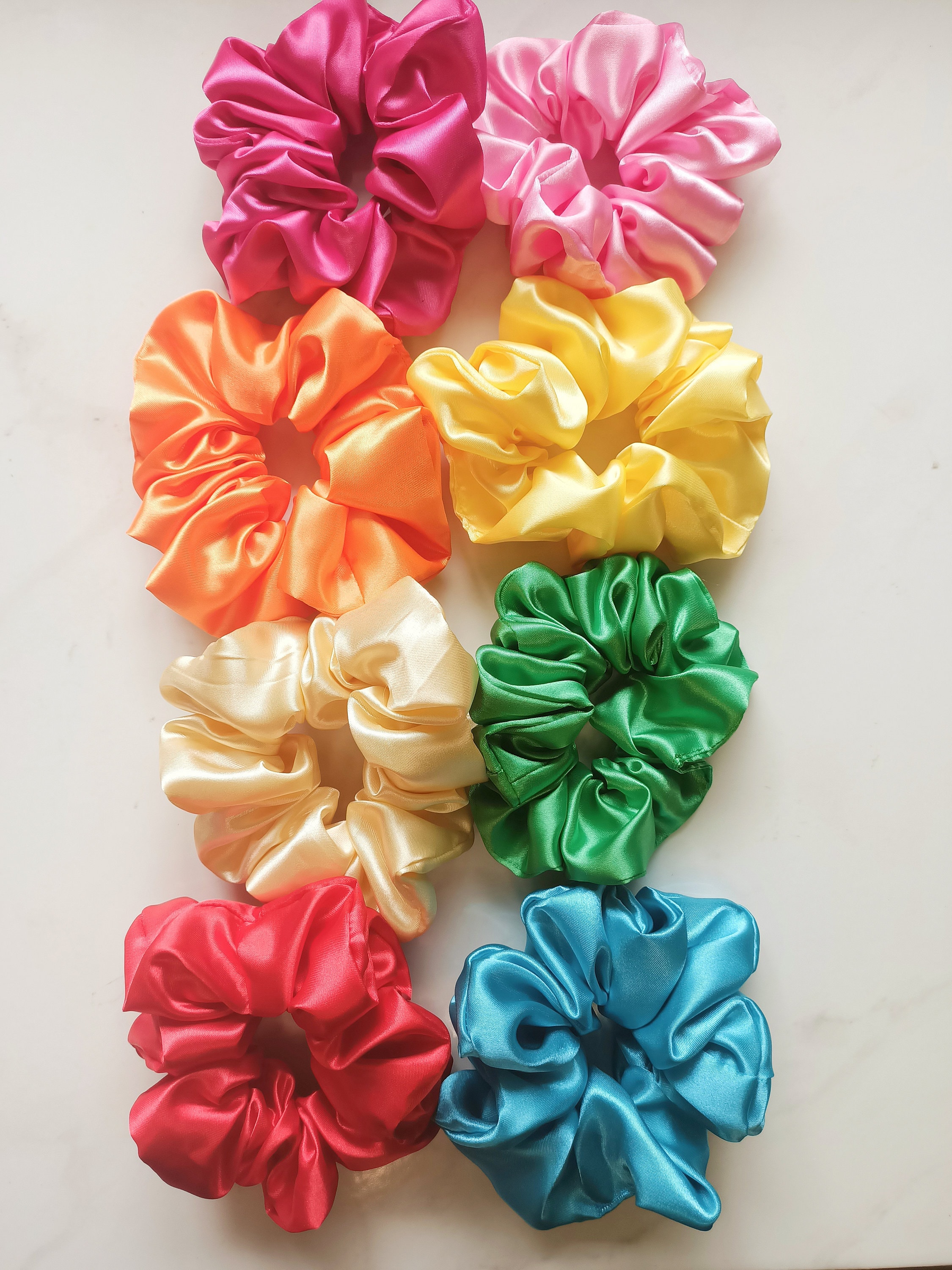 Hair Scrunchies Set of 2 Ruffled Soft Polyester for Thin or Thick Hair Terracotta Rosette Ruched Satin Scrunchies | KITSCH main image 2