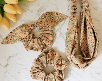 Scrunchie, Knotenschleife Haar Scrunchie und Frauen Twist Turban Stirnband/ florale Haargummi elastische Accessoires/ handmade in Brisbane Australien