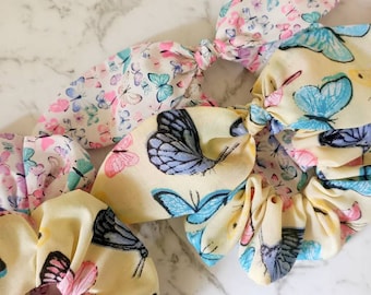 Scrunchie - Schmetterling Knotenschleife Scrunchies - Schmetterlinge Haar elastische Krawatte Accessoires - rosa - gelb - handgefertigt in Brisbane Australien
