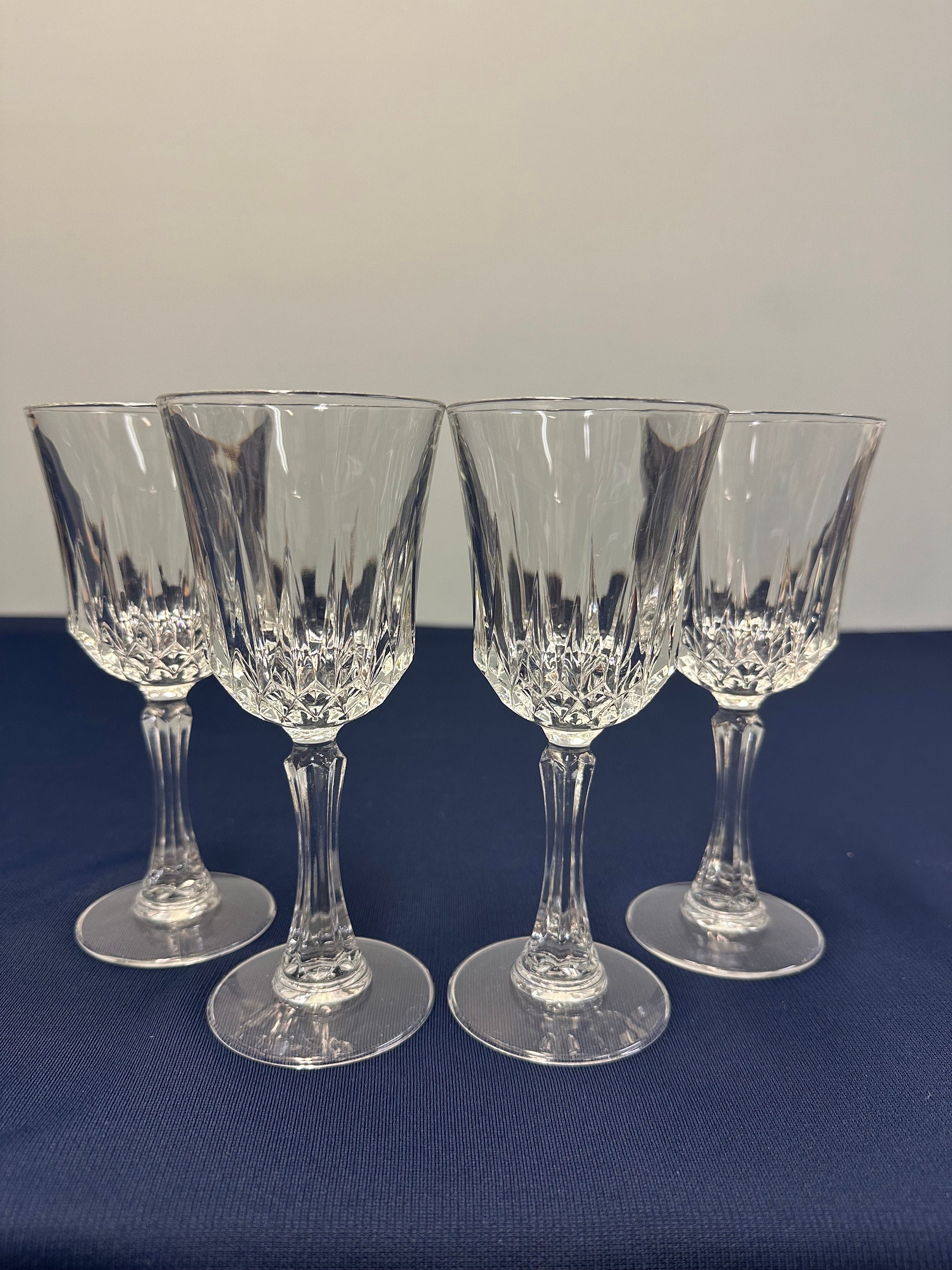 Cut Glass Wine Glasses, Set of 4, Ornate White Wine Glasses, Cut Glass ...