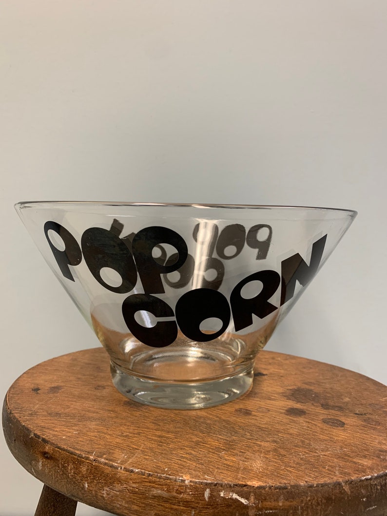 1970s Wheaton Large Popcorn Bowl Black Print Etsy