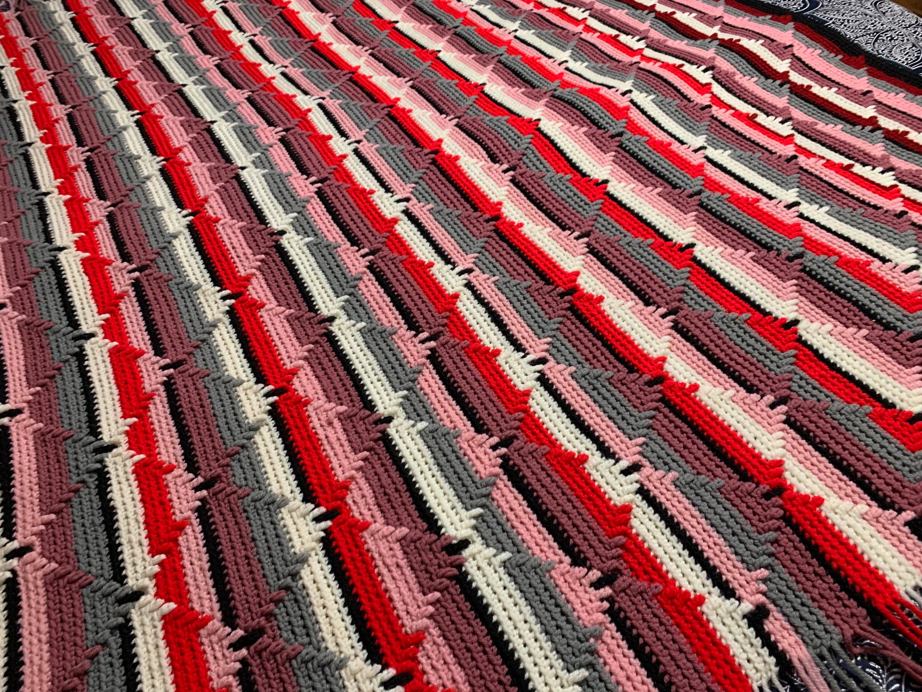 Handmade Navajo Diamond Crochet Afghan Red Pink Mauve Gray - Etsy