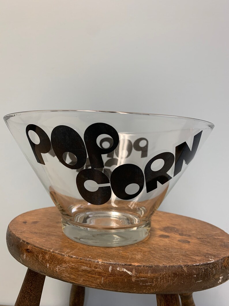 1970s Wheaton Large Popcorn Bowl Black Print Etsy