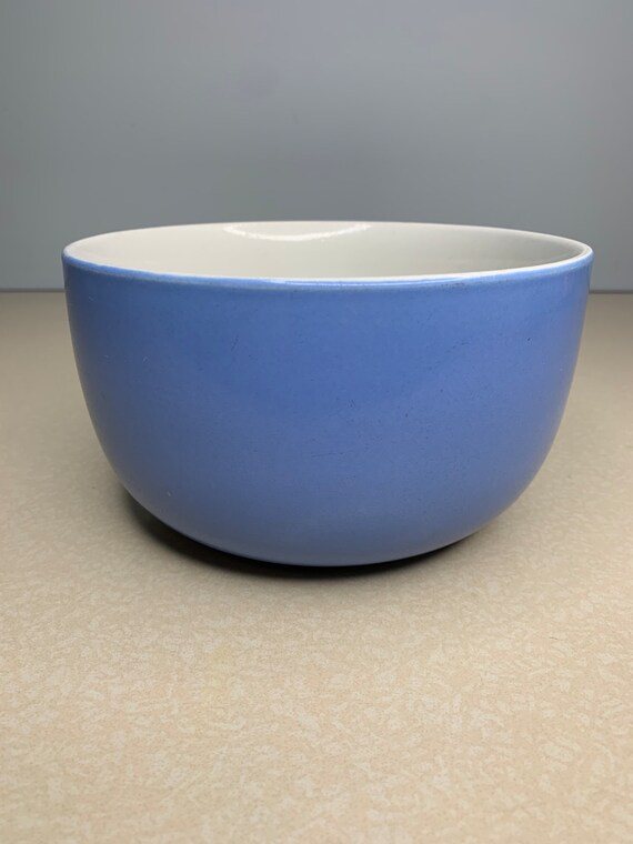 Vintage Blue Ceramic Mixing Bowl Unmarked Blue Etsy