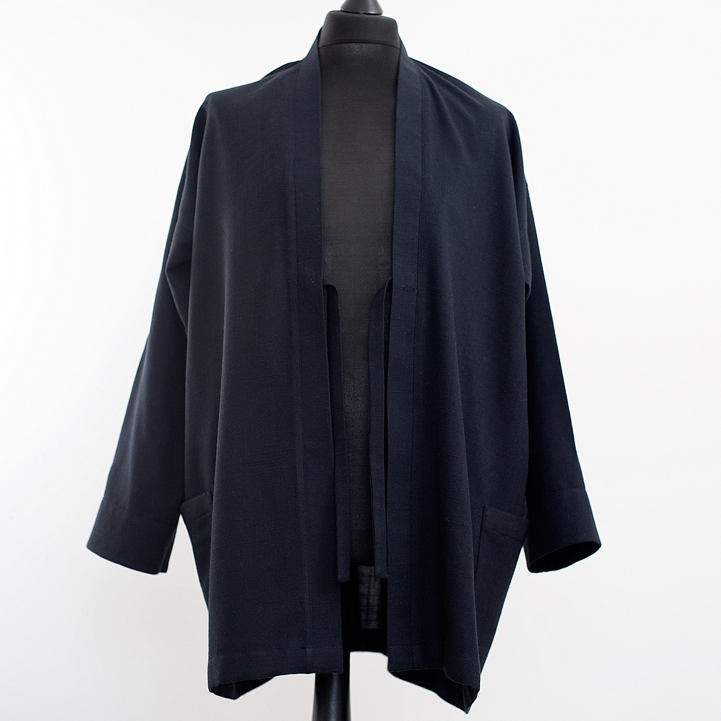 Black Unisex Kimono Cotton Linen Blend | Etsy
