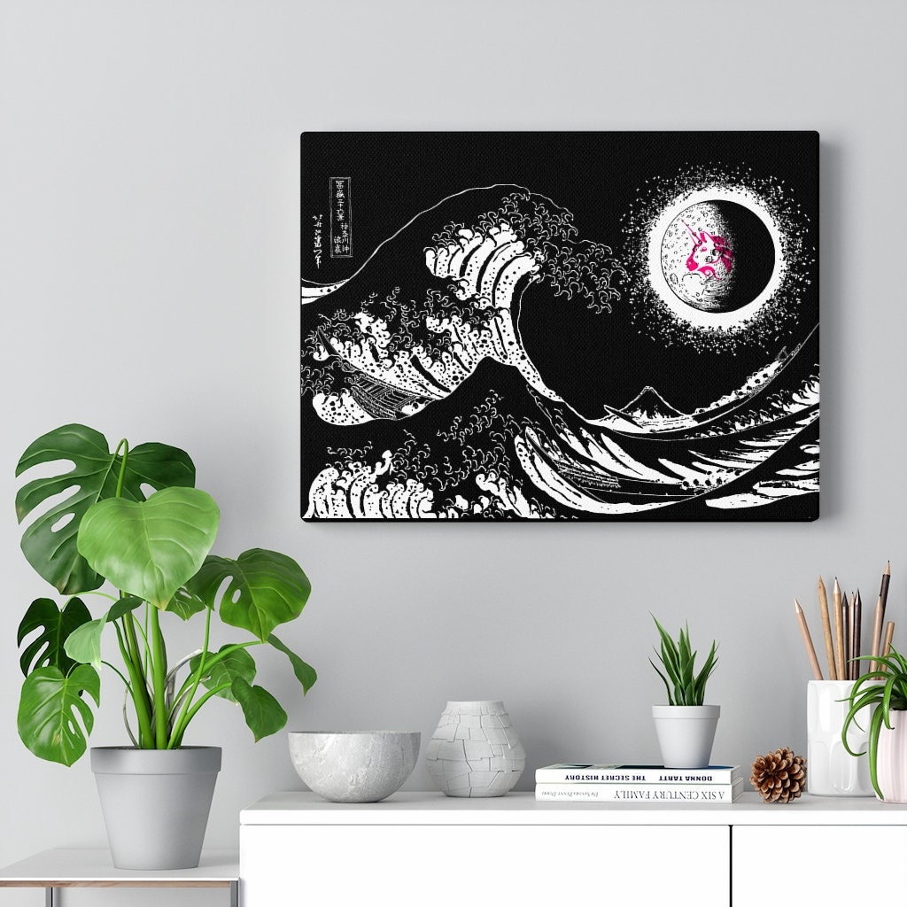 The Great Wave UNI To The Moon Tsunami Wave Hokusai | Etsy