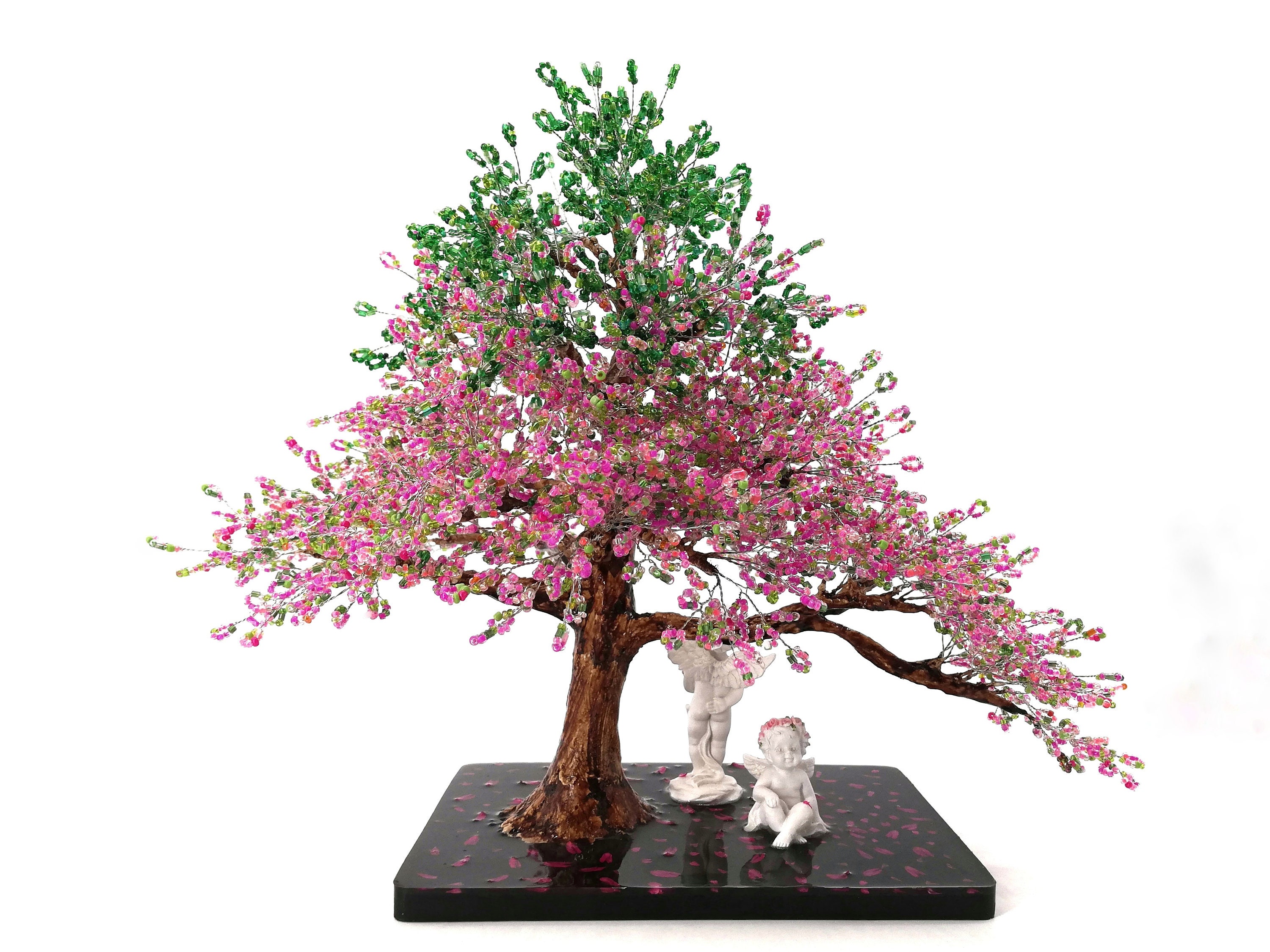 Cherry Blossom Bonsai Tree Beaded Wire Miniature Tree Etsy