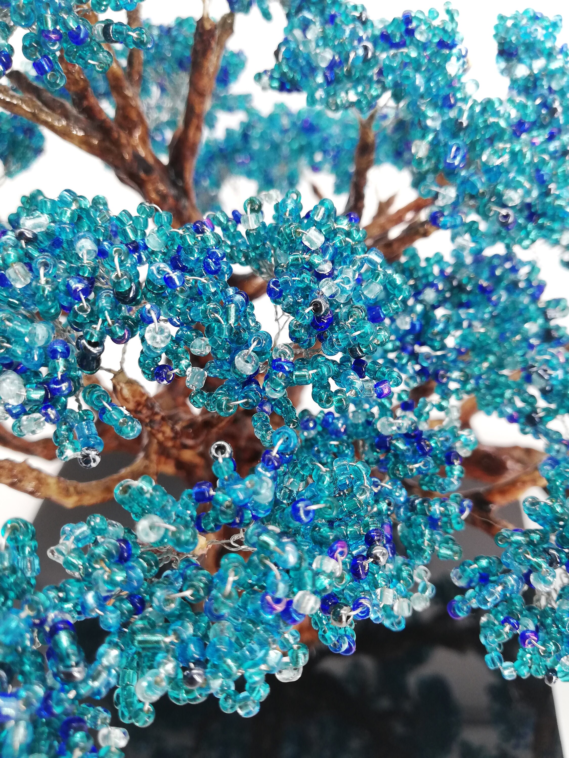 Beaded Bonsai Wire Tree Mini Tree Sculpture Home Decor Etsy