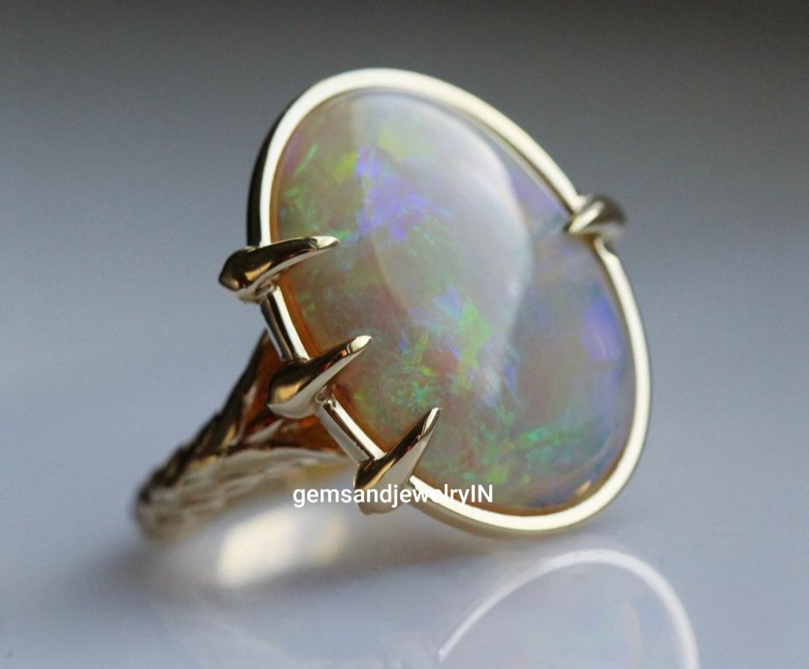 Natural Opal Oval Cabochon Silver Ring 925 Sterling Silver - Etsy UK