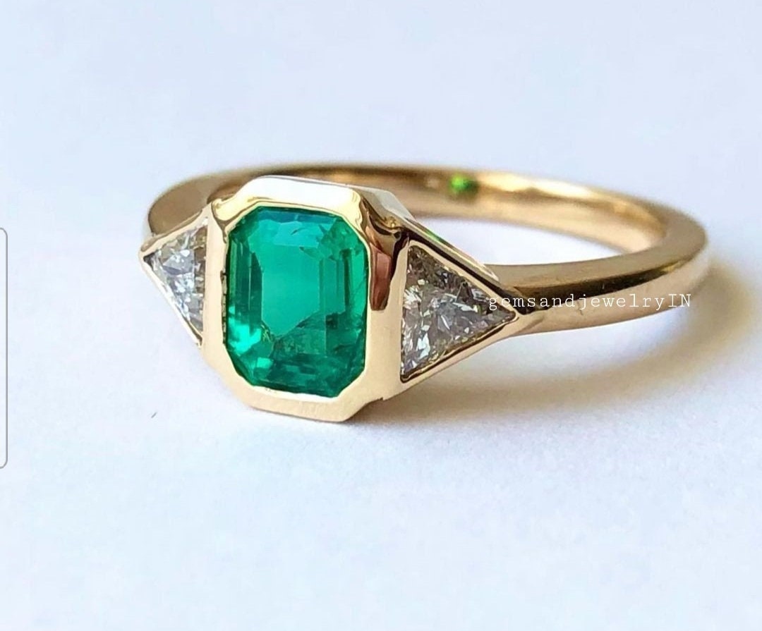 Vintage Lab Emerald Ring, Dainty Ring, 925 Sterling Silver, Unique