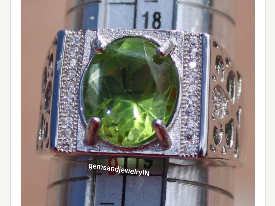Natural Peridot Men's Ring Solid 925 Sterling Silver AAA Etsy
