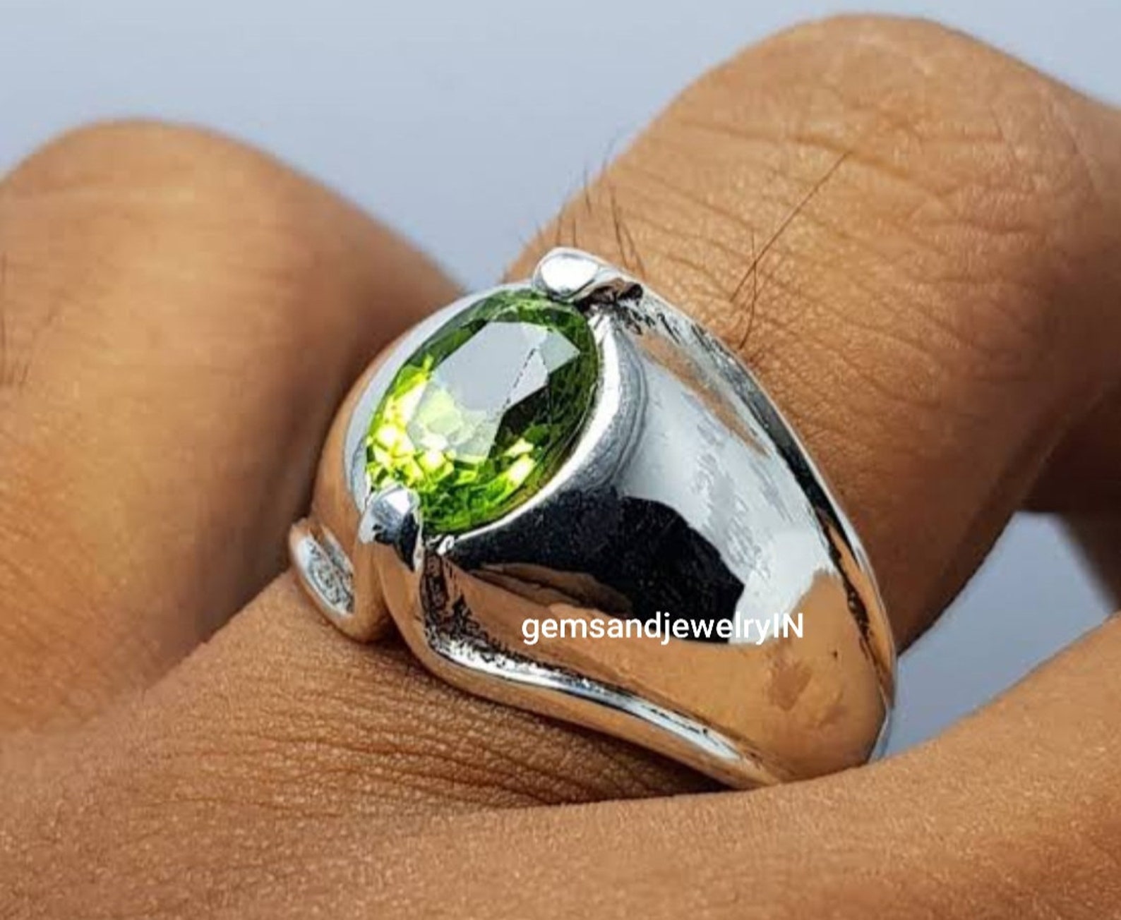 Natural Peridot Men's Ring Solid 925 Sterling Silver AAA Etsy
